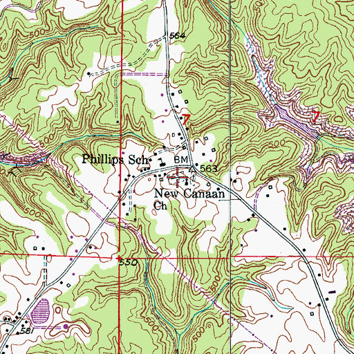 Topographic Map of New Canaan Cemetery, AL