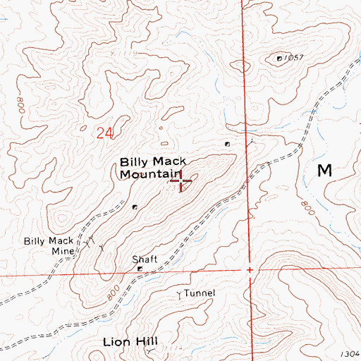 Topographic Map of Billy Mack Mountain, AZ