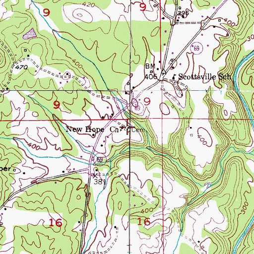 Topographic Map of New Hope Cemetery, AL