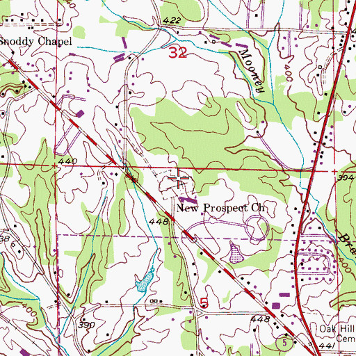 Topographic Map of New Prospect Cemetery, AL