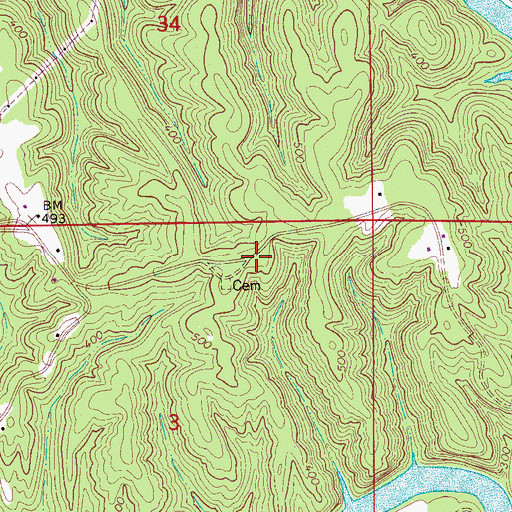 Topographic Map of Odom School (historical), AL