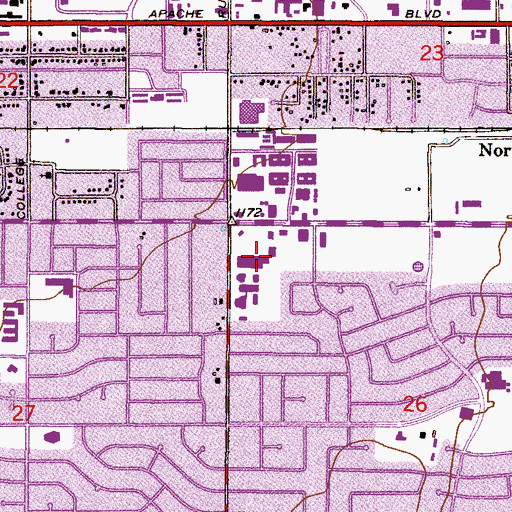 Topographic Map of Broadway Rural Shopping Center, AZ