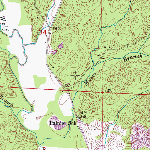 Topographic Map of Palmers Cemetery, AL