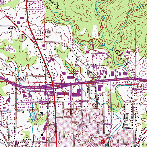 Topographic Map of Parklands North Shopping Center, AL