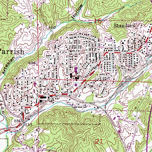 Topographic Map of Parrish High School, AL