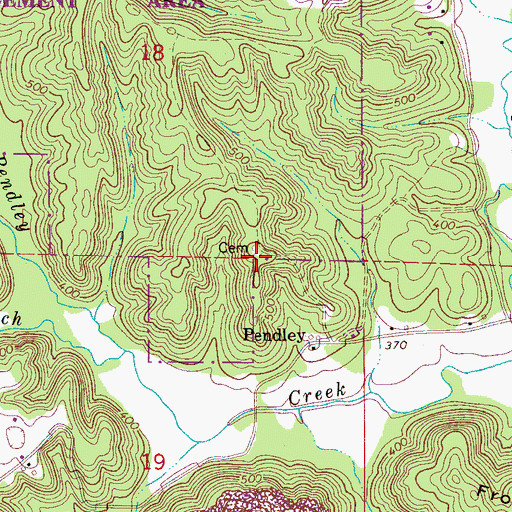 Topographic Map of Pendley Cemetery, AL