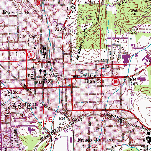 Topographic Map of Peoples Hospital, AL