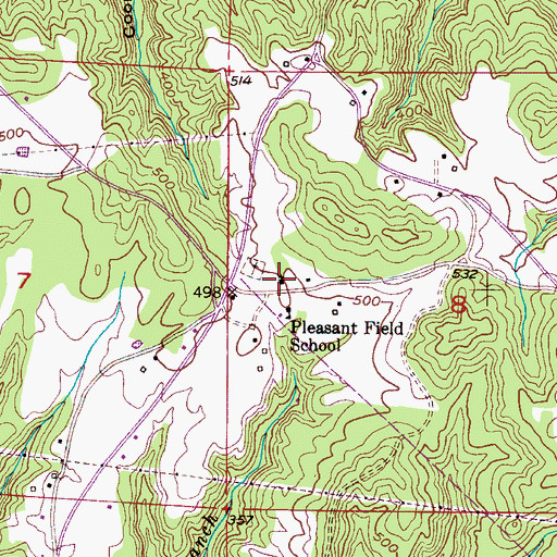 Topographic Map of Pleasant Field Baptist Church, AL