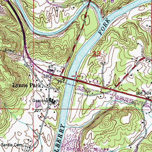 Topographic Map of Sanders Shoals, AL