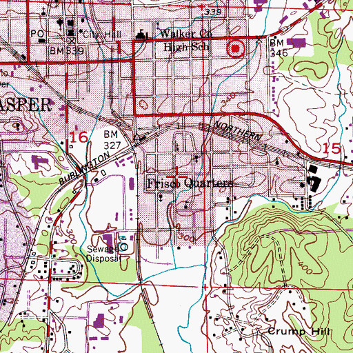 Topographic Map of Second Baptist Church, AL