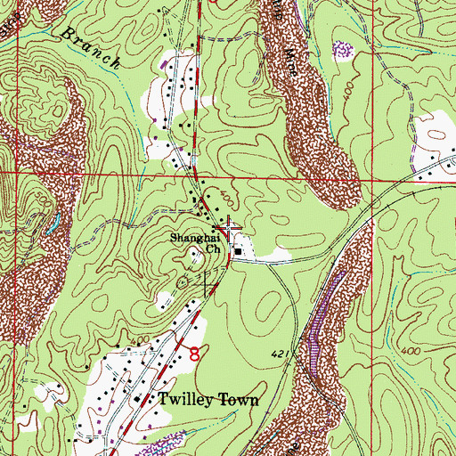 Topographic Map of Shanghai Cemetery, AL