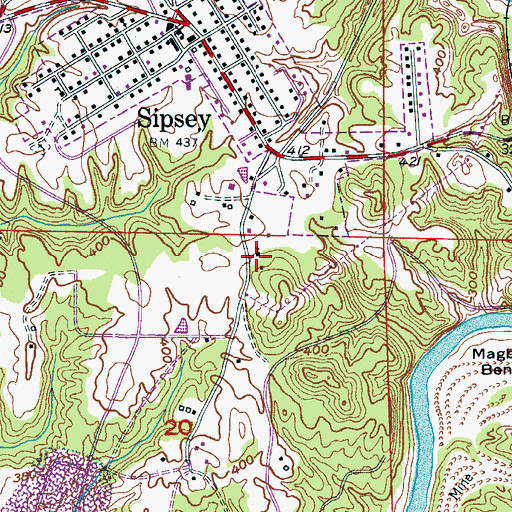 Topographic Map of Sipsey Church, AL