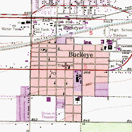 Topographic Map of Buckeye City Hall, AZ