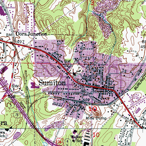 Topographic Map of Sumiton Elementary School, AL