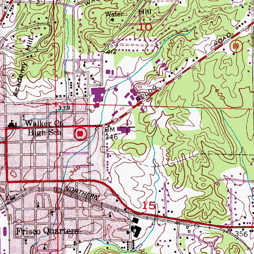 Topographic Map of T R Simmons Elementary School, AL