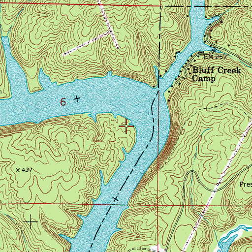 Topographic Map of Thompson Bend, AL
