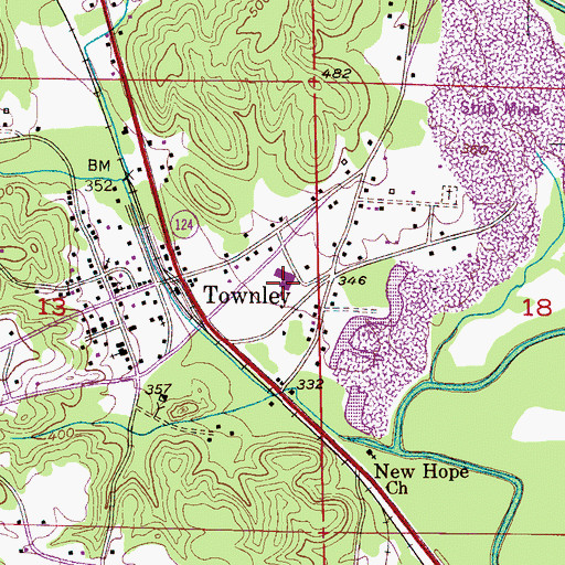 Topographic Map of Townley Junior High School, AL