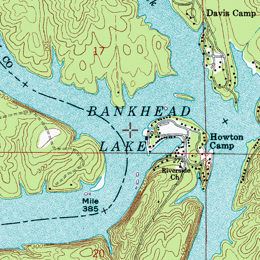 Topographic Map of Two Branch Ferry (historical), AL
