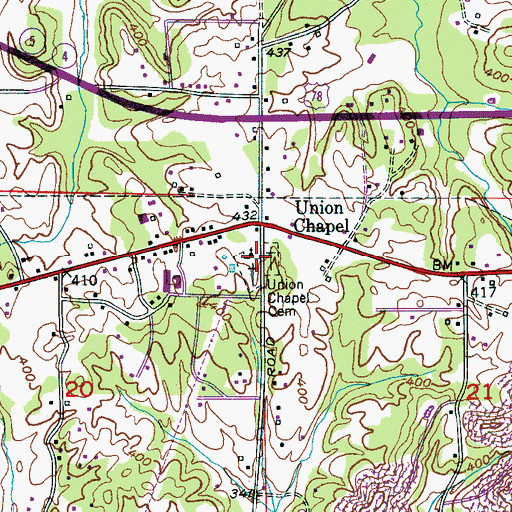 Topographic Map of Union Chapel Church, AL