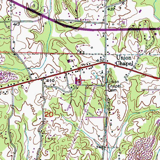 Topographic Map of Union Chapel Junior High School, AL