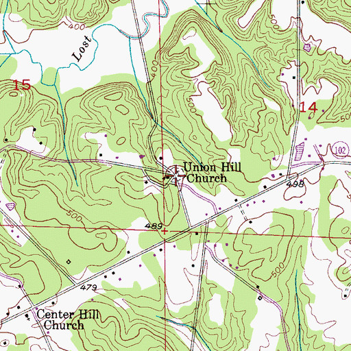 Topographic Map of Guthrie Cemetery, AL