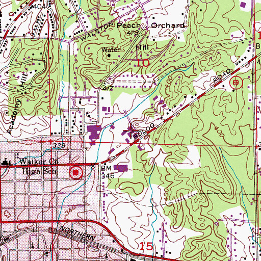 Topographic Map of Walker Area Vocational Center, AL
