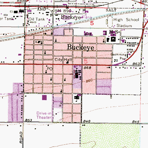 Topographic Map of Buckeye Elementary School, AZ