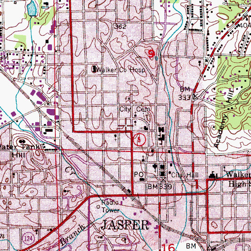 Topographic Map of Walker County Health Clinic, AL