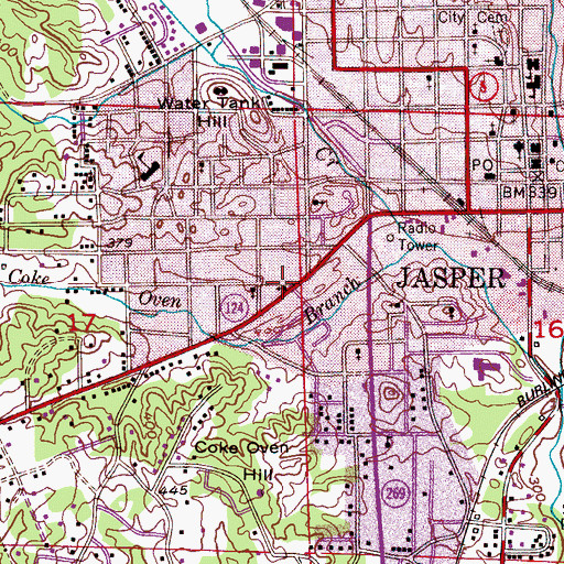 Topographic Map of Westside Baptist Church, AL