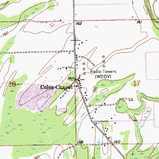Topographic Map of Coosada Road Church, AL