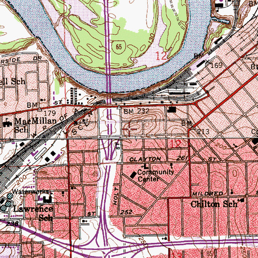 Topographic Map of Cottage Hill School (historical), AL
