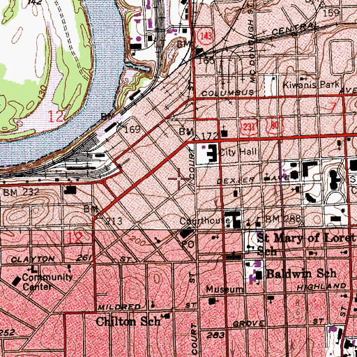 Topographic Map of Court Square Plaza Shopping Center, AL