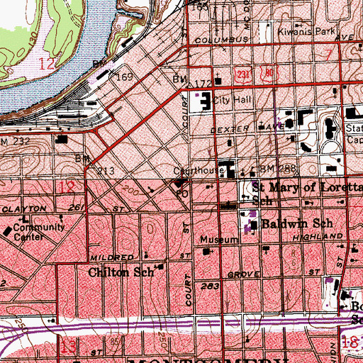 Topographic Map of Court Street Methodist Church, AL