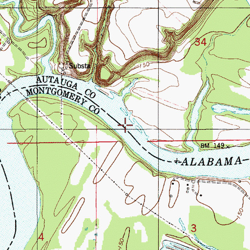 Topographic Map of Cox Bar, AL