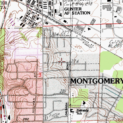 Topographic Map of Dalraida, AL