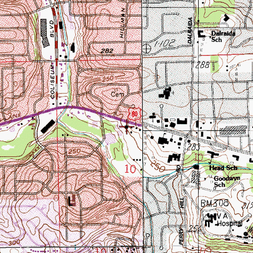 Topographic Map of Dalraida Baptist Church, AL