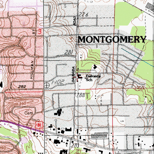 Topographic Map of Dalraida Elementary School, AL