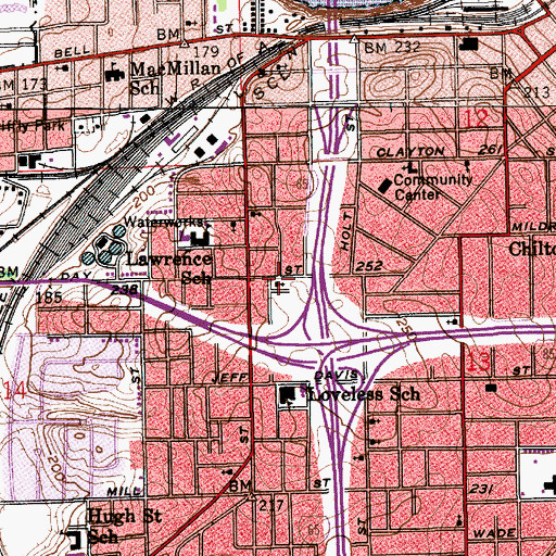 Topographic Map of Day Street Baptist Church, AL