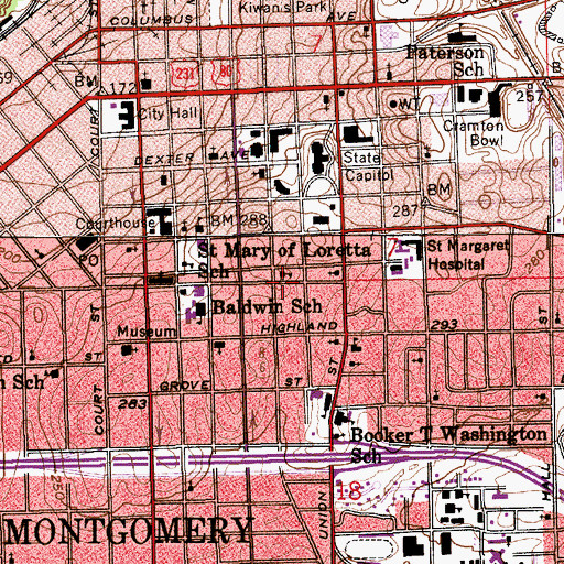 Topographic Map of Decatur Street School (historical), AL