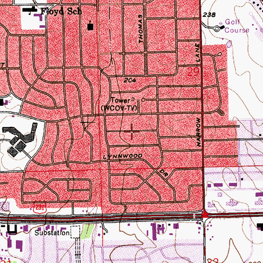 Topographic Map of Druid Hills, AL