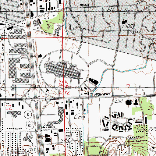 Topographic Map of Eastdale Mall Shopping Center, AL