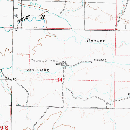 Topographic Map of Aberdare Canal, UT