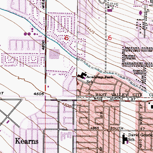 Topographic Map of Academy Park Elementary School, UT