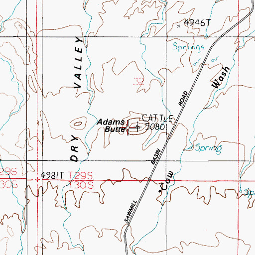Topographic Map of Adams Butte, UT