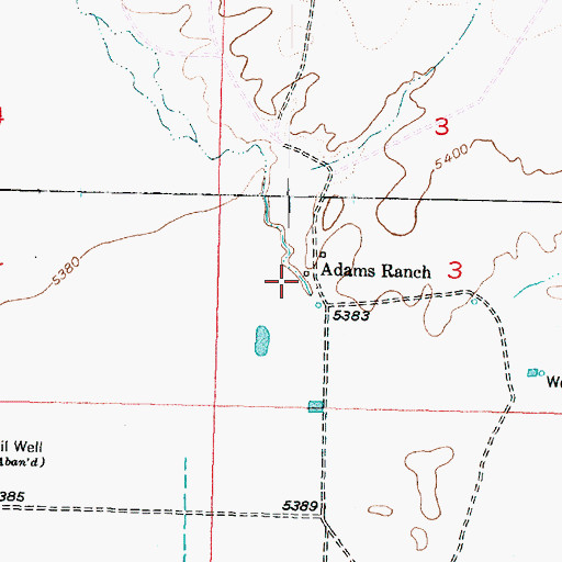 Topographic Map of Adams Ranch, UT