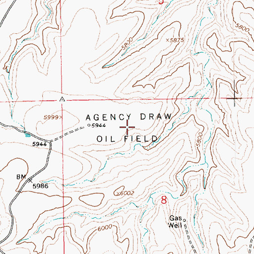 Topographic Map of Agency Draw Oil Field, UT