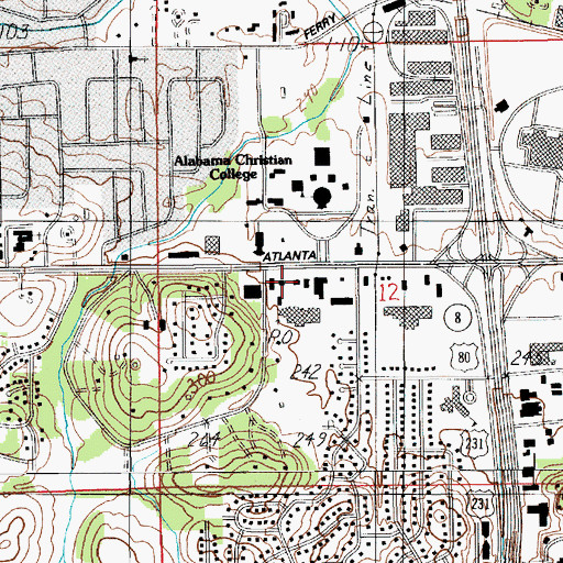 Topographic Map of Eastmont Plaza Shopping Center, AL