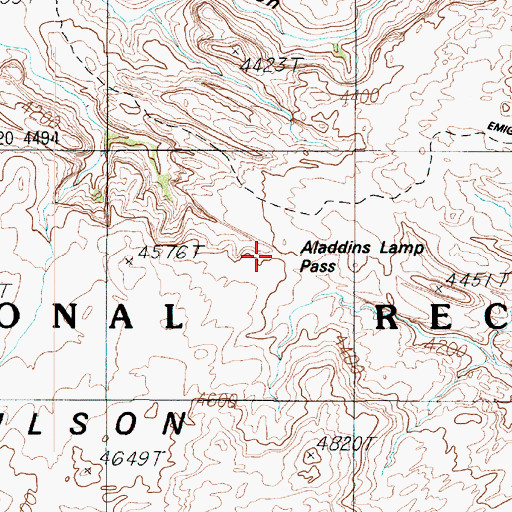 Topographic Map of Aladdins Lamp Pass, UT