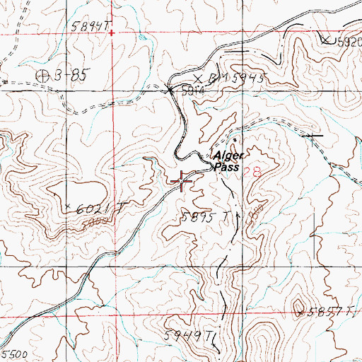 Topographic Map of Alger Pass, UT