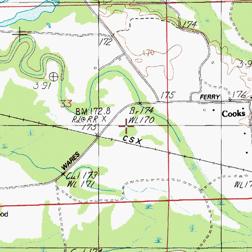 Topographic Map of Eastwood Memorial Gardens, AL